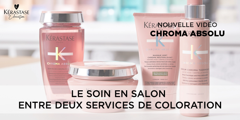 VIDÉO – LE SOIN DES CHEVEUX COLORÉS ENTRE DEUX SERVICES DE COLORATION AVEC CHROMA ABSOLU Thumbnail